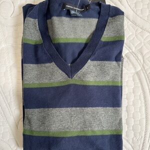 Men’s NWT French Connection Blue Grey V Neck Sweater Size L